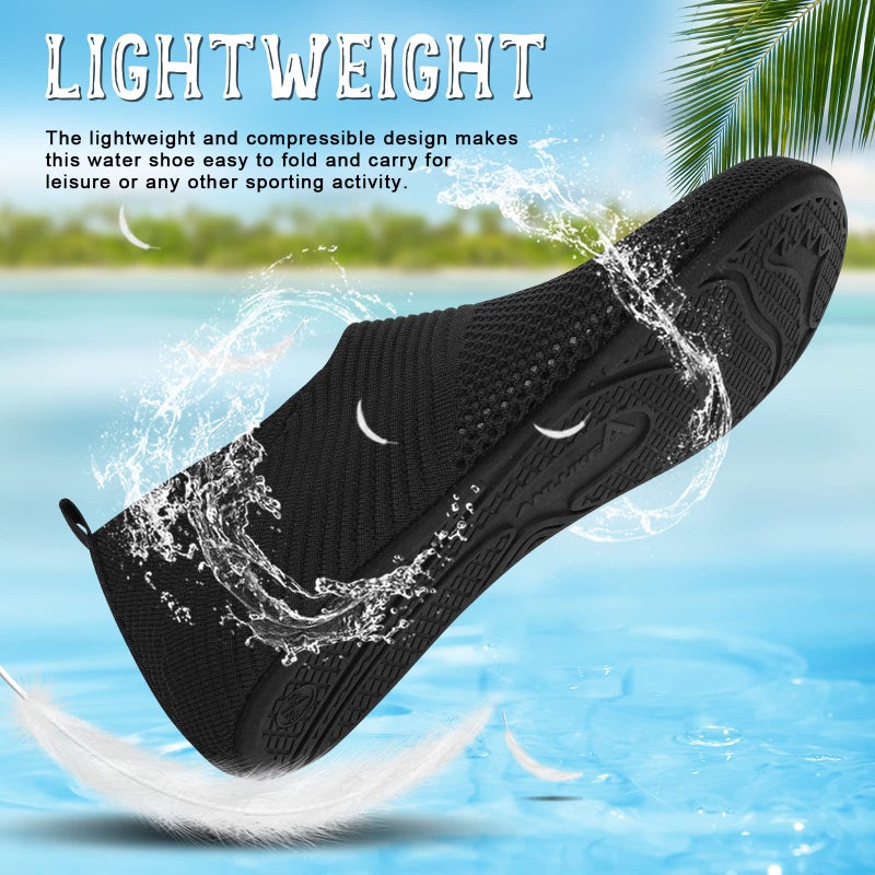 ANLUKE Womens Mens Water Sports Shoes Barefoot Quick-Dry Aqua Yoga Socks Slip-on (42/43, KBlack) - Image 4